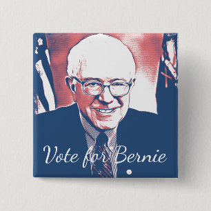 Stem voor Bernie Sanders Steun Digitale Kunst Butt Vierkante Button 5,1 Cm