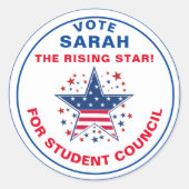 Stem voor Class President: Rising Star Ronde Sticker (Voorkant)
