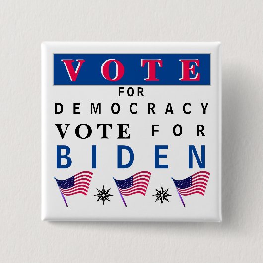 Stem voor Democracy Biden Button (Voorkant)