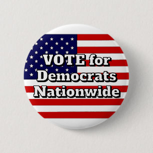 Stem voor Democraten in het hele land Ronde Button 5,7 Cm