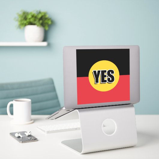 Stem vóór sticker (Laptop op bureau)