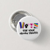 Stem voor uw mensenrechten ronde button 3,2 cm (Voorkant /achterkant)