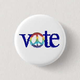 Stem voor vrede ronde button 3,2 cm