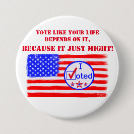 "Stem zoals je leven..." Stemrechtspin Ronde Button 7,6 Cm