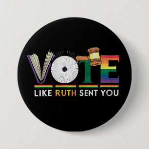 Stem zoals Ruth stuurde je Gavel Feministen LGBT P Ronde Button 7,6 Cm