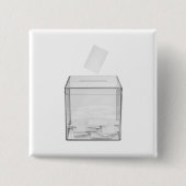 Stemdocument en transparant stemhokje vierkante button 5,1 cm (Voorkant)