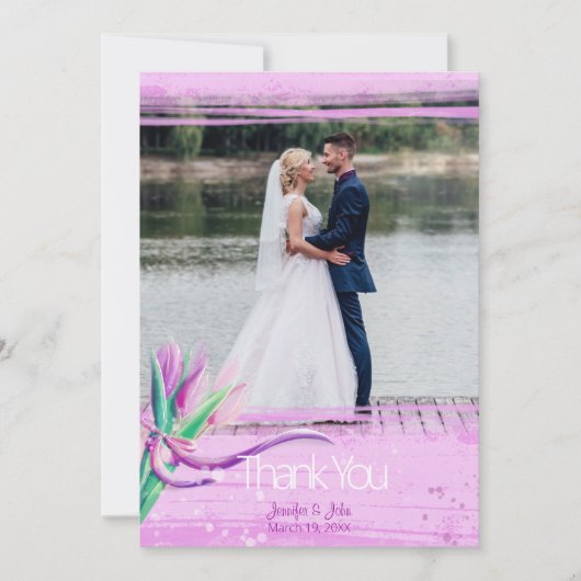 Stemelegante florale bouquet van tulpen bedankkaart (Voorkant)