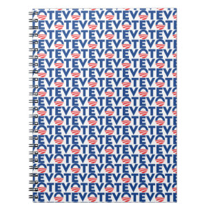 Stemhoop rood wit en blauw typografie patroon notitieboek