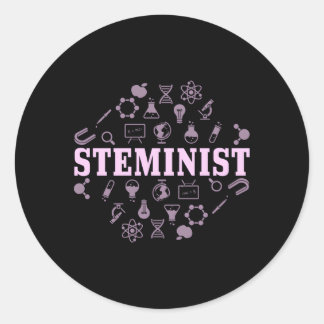 Steminist Vrouw Scientist Steminist Pun Ronde Sticker