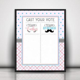 Stemkaart Sticker "Lashes or Staches" Poster