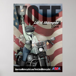 Stemmen als een motorrijder poster