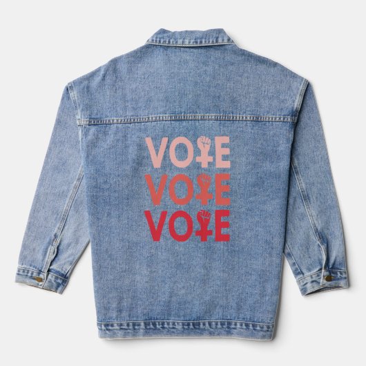 Stemmen als feministe denim jacket (Achterkant)