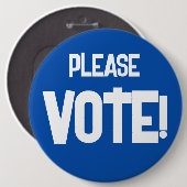 STEMMEN alsjeblieft! Blue Campaign Button (Voorkant /achterkant)