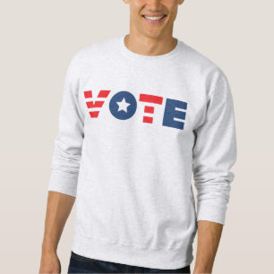 Stemmen in blauwe rode letters sweatshirt