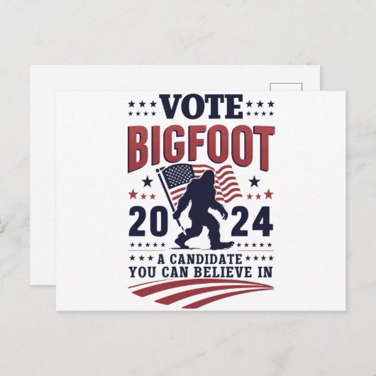 Stemmen op Bigfoot 2024 Sasquatch Presidential Briefkaart (Voorkant / Achterkant)