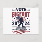 Stemmen op Bigfoot 2024 Sasquatch Presidential Briefkaart (Voorkant)