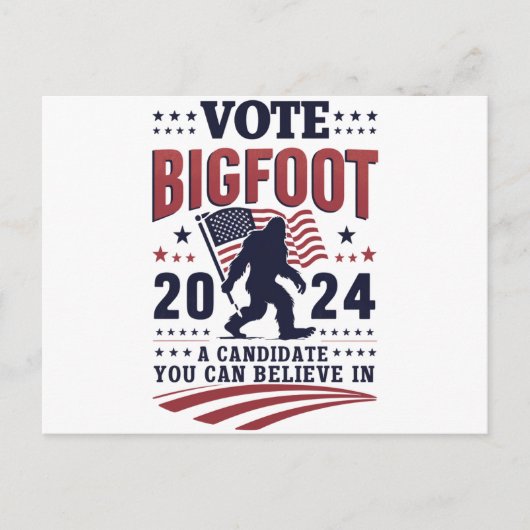 Stemmen op Bigfoot 2024 Sasquatch Presidential Briefkaart (Voorkant)