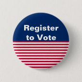 Stemmen op rood wit met blauwe strepen ronde button 5,7 cm (Voorkant)