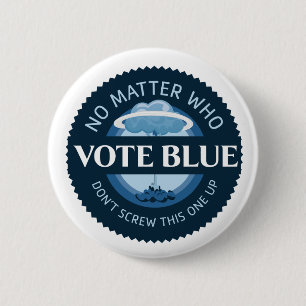 Stemmen tegen blauw, geen kwestie die ronde button 5,7 cm
