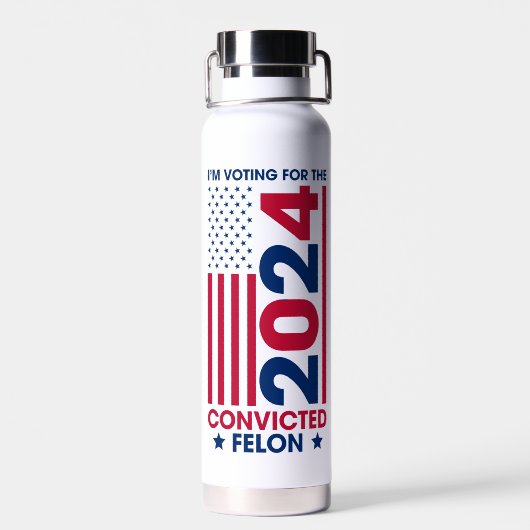 Stemmen Trump Veroordeelde Felon 2024 Waterfles (Achterkant)