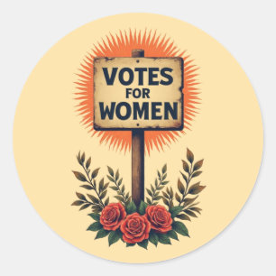 Stemmen voor Vrouwen Protestbord Ronde Sticker