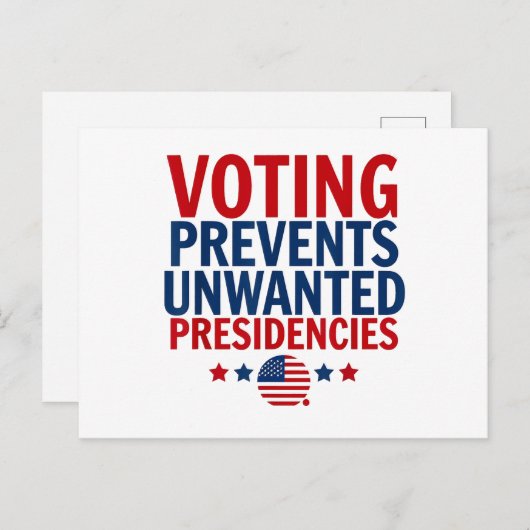 Stemmen voorkomt ongewenste voorzitterschappen man feestdagenkaart (Voorkant / Achterkant)