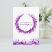 Stemmetjes kiezen voor paarse splash omhullingskaa RSVP kaartje (Staand voorkant)