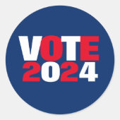 Stemming 2024 Rood Wit en Blauw Verkiezingen Ronde Sticker (Voorkant)