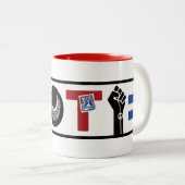 STEMMING American, RBG, USPS, BLM, Peace and Equal Tweekleurige Koffiemok (Voorkant rechts)