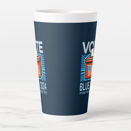 Stemming Blauw 2024 Stembus Amerikaanse presidents Latte Mok (Voorkant)