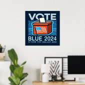 Stemming Blauw 2024 Stemmen Presidentsverkiezingen Poster (Thuiskantoor)