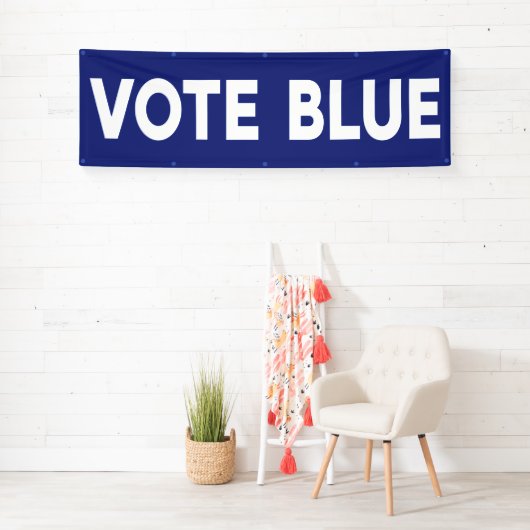 Stemming Blauw vet wit tekst over blauw politiek Spandoek (Insitu)