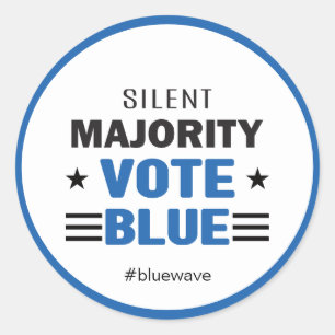 Stemming: blauwe politieke verkiezingscampagne ronde sticker