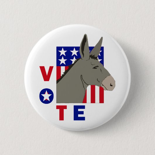 STEMMING DEMOCRAT DONKEY RONDE BUTTON 5,7 CM (Voorkant)