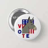 STEMMING DEMOCRAT DONKEY RONDE BUTTON 5,7 CM (Voorkant /achterkant)