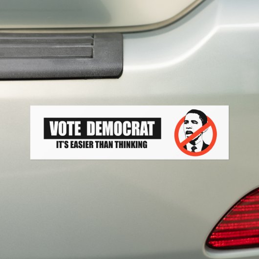 STEMMING DEMOCRAT - HET GEMAKKELIJKER DAN DENKEN BUMPERSTICKER (Op auto)