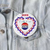 Stemming Democratisch Buttonnen Ronde Button 4,0 Cm (In situ)