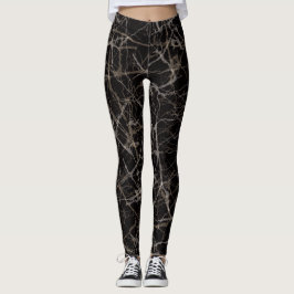 Stemming Elegante Zwarte Marmer & Steen Textuur Leggings