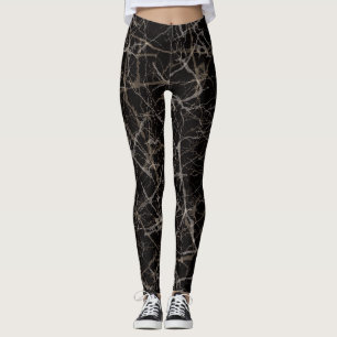 Stemming Elegante Zwarte Marmer & Steen Textuur Leggings