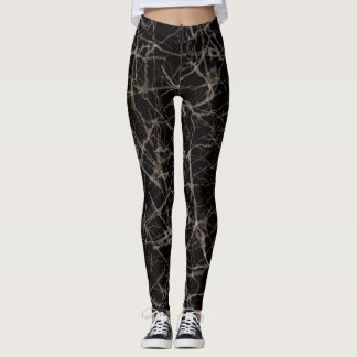 Stemming Elegante Zwarte Marmer & Steen Textuur Leggings