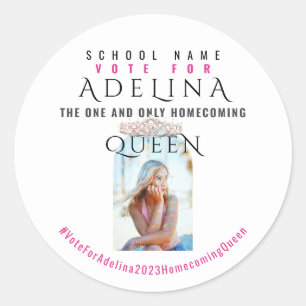 Stemming Homecoming Koningin Roze HOCO Foto Ronde Sticker