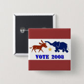STEMMING IN 2008 SQUARE BUTTON DEMOCRAT REPUBLICAN (Voorkant /achterkant)