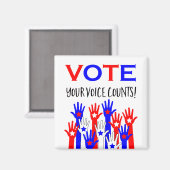 Stemming! Je stem telt! Patriottische handen Magneet (Voorkant / Achterkant)