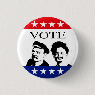 Stemming Lenin en Trotsky Ronde Button 3,2 Cm