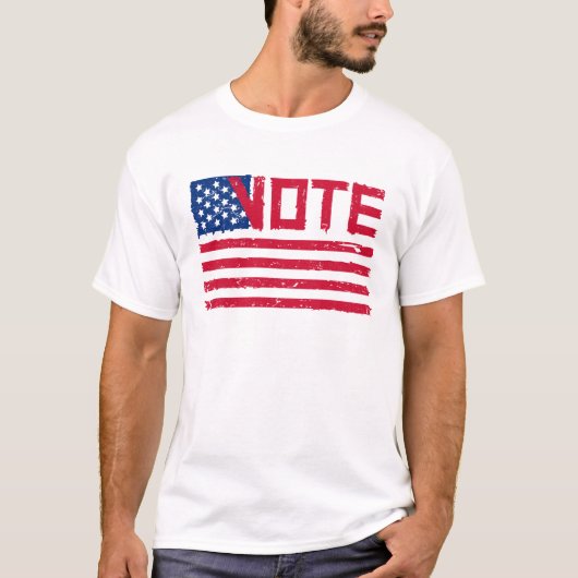Stemming met de Amerikaanse vlag. T-shirt (Voorkant)