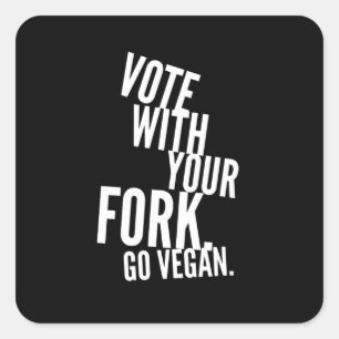 Stemming met je vork ga Vegan Vierkante Sticker