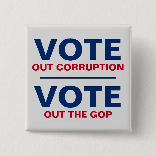 Stemming over corruptie vierkante button 5,1 cm (Voorkant)