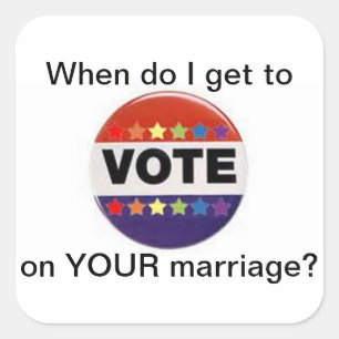stemming over de huwelijksakte inzake gelijke beha vierkante sticker