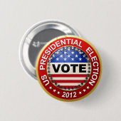 Stemming over de presidentsverkiezingen 2012 ronde button 5,7 cm (Voorkant /achterkant)