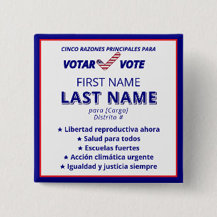 STEMMING over de Spaanse tweetalige politieke camp Vierkante Button 5,1 Cm